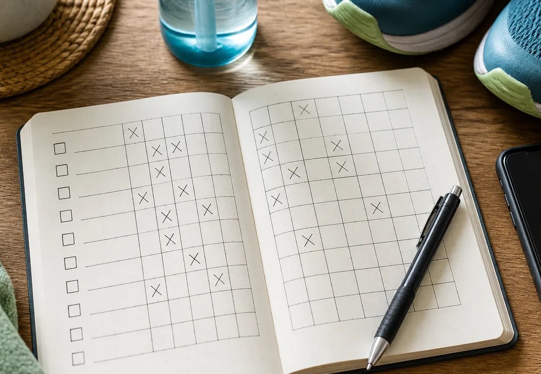 Close crop of a weekly habit checklist showing tracking and reset planning for a discipline system